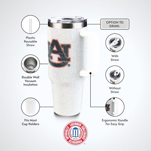 Image of The Memory Company Officially Licensed 40oz White Bling Game Day Tumbler, Auburn University