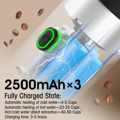 Miniatura 4 de Cafetera portátil de café expreso  Cafetera de viaje recargable autocalentable para automóvil, campamento, oficina, senderismo, cafetera portátil