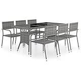 vidaXL Set Comedor Jardín 7 Piezas Muebles Mobiliario Exterior Terraza Balcón Cocina Mesa Silla Asiento Estable Ratán Sintético Gris Antracita y Gris