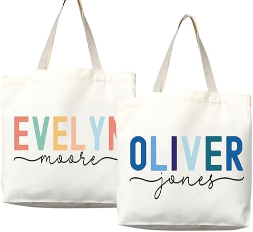 Personalized Custom Name Tote Bag - Premium Canvas, Reusable - Gi...