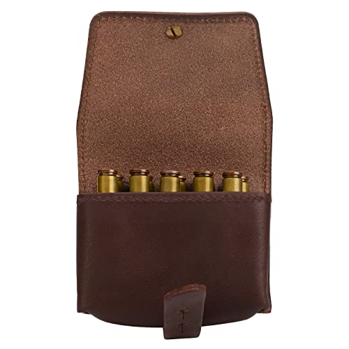 Bronzedog Leather Shell Holder Waist Ammo Wallet Durable Cartridge Belt .30-30 .308 Caliber Hunting Accessories (Brown) #TOP5