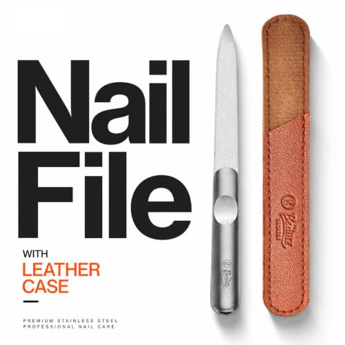 Image of Beaute Secrets Premium Stainless Steel Nail File with Leather Case | Professional Metal Nail Filer for Smooth Shaping | Durable, Reusable Manicure Pedicure Tool for Women & Men