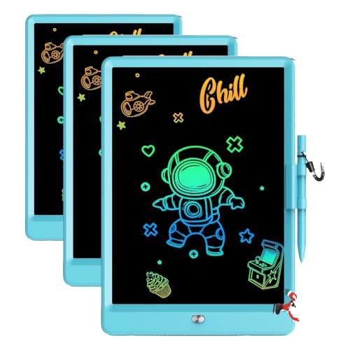 Image of Bravokids Toys for 3-6 Years Old Girls Boys, LCD Writing Tablet 10 Inch Doodle Board, Electronic Drawing Pads, Educational Birthday Gift for 3 4 5 6 7 8 Years Old Kids Toddler (Blue) (Pack of 3)