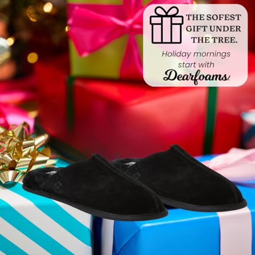 Image of Dearfoams Men's Bradford Genuine Suede House Shoe Scuff Slipper | Casual Slippers