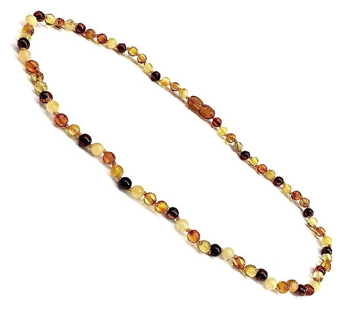 Palline in ambra, 4-5 mm, colori misti, annodate singolarmente, 43/48 cm, vera ambra baltica, 100% lavorata a mano, 5 mm, Ambra, ambra