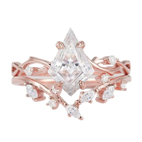 Vintage Moissanite Wedding Ring Set for Women White/Yellow/Rose Gold 1/1.5/2 Carat Moissanite Bridal Ring Set S925/10K/14K/18K Gold Custom Engraved Engagement Ring Set for Bride Wife