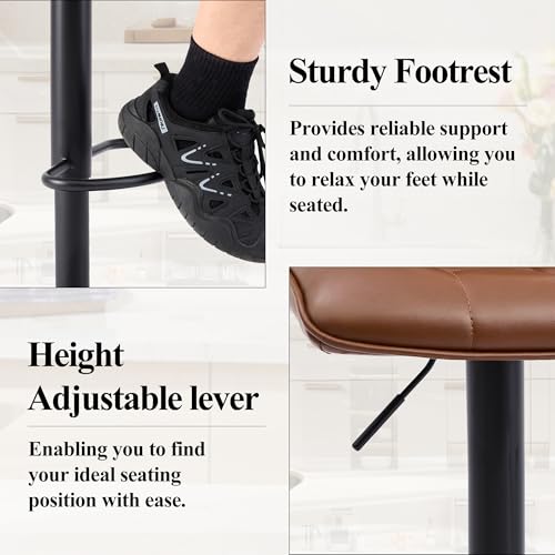 Image of FIRAVOE Adjustable Height Bar Stools Set of 4 with Backs for Kitchen Island