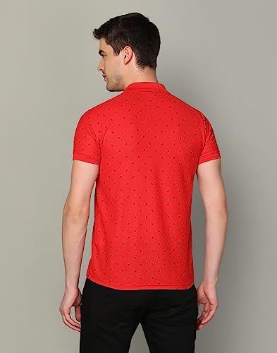 Image of INKKR Men's Printed Polo Neck Half Sleeve Multicolor T-Shirt