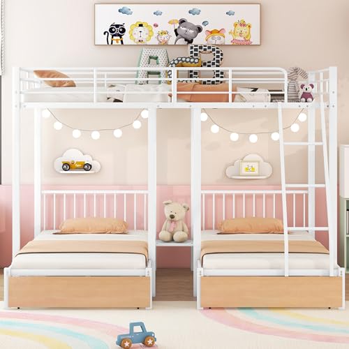Catálogo para Comprar On-line Literas Metalicas disponible en línea. 50 Bellemave Litera Triple de Metal Resistente, Cama Doble sobre litera Individual con cajones de Almacenamiento, 3 literas Convertibles en 3 Camas, literas triples para 3 niños,...