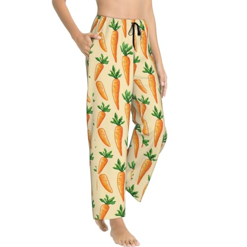Pantalon de pyjama femme doux et respirant à motif carotte