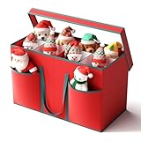 Christmas Figurine Storage Box & Nutcracker Storage Containers with Visible Lid and Cardboard Dividers, Keeps 8 Holiday 15'-Figurine Collectibles, Xmas Decoration Storage Bag, 600D Oxford / Tear-Proof