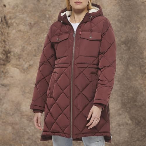 Levi's Merlot Women’s Cozy Sherpa Quilted Parka – Perfect for Chilly Days! (0X Size) - Image 6
