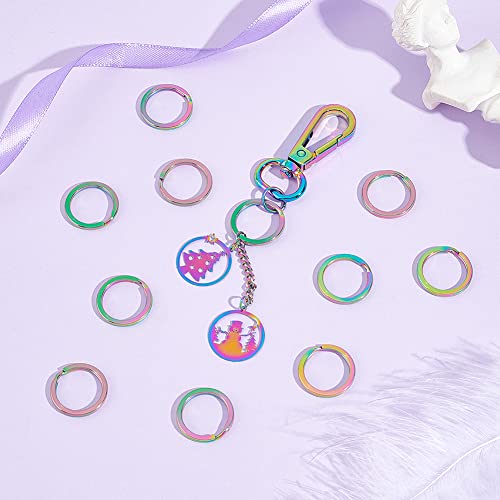 UNICRAFTALE about 20pcs 304 Stainless Steel Split Key Rings Rainbow Keychain Findings 20mm Diameter Metal O Ring for Women Jewelry Keychain Craft Making - Image 2