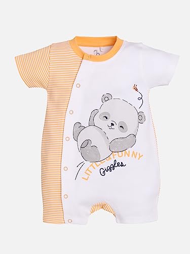 Image of BabyGo Baby Half Sleeve Rompers 100% Cotton Rompers for New Born Baby Boys|Daily Suits for Baby Boys & Girls| 6X9M|GREY-LEMON|Onesies| Infant Clothes | Pack of 2