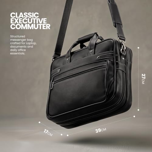 Image of FATMUG Messenger Bag - 15.6 inch Laptop Office Tech Shoulder & Handbag - Bottom Expandable