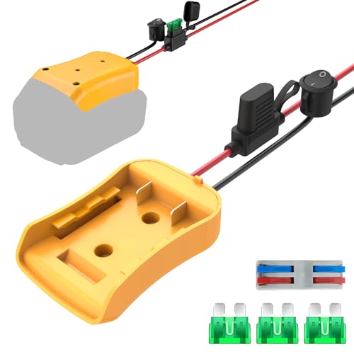 Kzreect for Power Wheel Adapter Compatible with Dewalt 20V Battery, Converter Kit with Fuse Holder, Switch, Terminal, 12AWG Wire for DIY RC Car Toys (1 Pack)