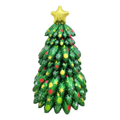 Balão Metalizado 3D Inflável Árvore de Natal para Montagem – Decoração de Festa Natalina, Painel, Mesa, Vitrine, Cenário Instagramável – Grande, Brilhante, Temático, Pronto para Encher