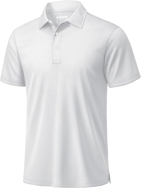 TACVASEN Polo Hombre Manga Corta Verano Polo Golf Hombre Camiseta Poliester Camiseta Transpirable Antisudor Ligera Camisa Tecnica Rugby (XXL, Blanco)