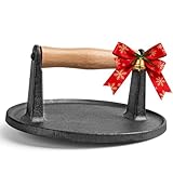 SHINESTAR Burger Press, 7' Cast Iron Smash Burger Press for Blackstone Griddle, Ideal for Patty, Burger, Bacon, Pre-Seasoned, Indoor and Outdoor Cooking, Round