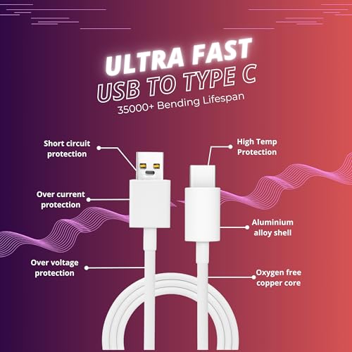 Image of YISHU 33W Type C to USB Data Cable 1 Meter | Compatible for Realme Fast Charging | VOOC Support | SuperDart Cord Narzo | SuperVooc | Original SuperFast Charging