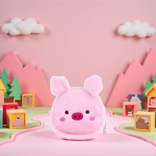Pink Small Plush Coin Purse, Cute Cartoon Chicken Pig Avocado Shape Coin Purse Zipper Coin Bag Mini Wallet Handbag with Keychain Wallets, Card Cases and Money Organizers Accessories3