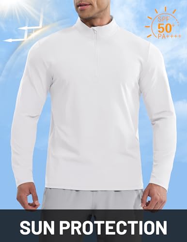 MIER Mens Quarter Zip Pullover Dry Fit Lightweight 1/4 Zip Long Sleeve Shirts for Athletic Running Golf Hiking, UPF 50+2