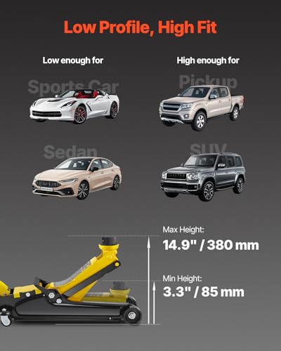 VEVOR hydraulischer Rangierwagenheber, 2,5 t Tragkraft Scherenwagenheber, 85-380 mm Höhenbereich...