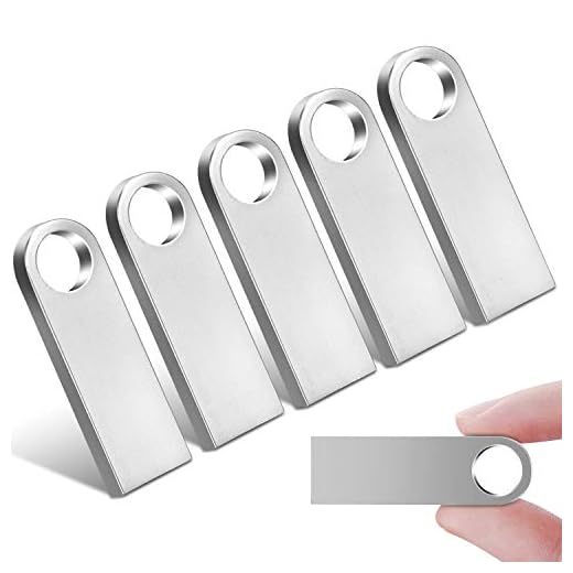 USB Flash Drive Waterproof USB 2.0 Flash Drive 32GB 5 Pack USB Flash Drive for Computer Car TV Speaker, Silver