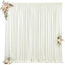 Ivory Backdrop Curtains 12 ft X 10 ft Wrinkle Free Polyester Fabric Photo Backdrop, 2 Panels 12ft X 5ft Ivory Drapes for Birthday Party, Wedding, Photography Background Decorations