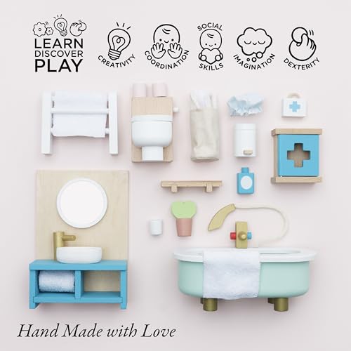 Le Toy Van - Wooden Daisylane Bathroom Dolls House Accessories Play Set For Dolls Houses | Dolls House Furniture Sets - Suitable For Ages 3+ - Image 4