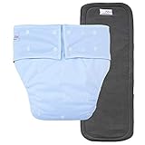 EcoAble Teen & Adult Incontinence Cloth Diaper with Charcoal Bamboo Insert Pad, One Size (White)