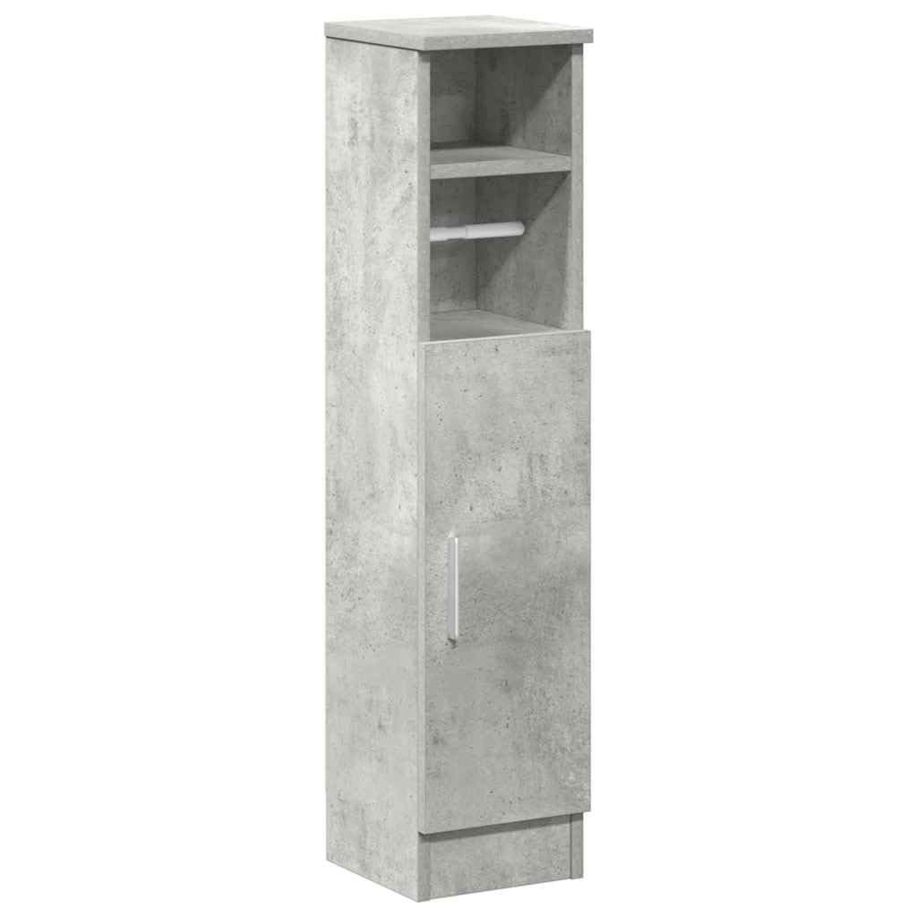 vidaXL Mobile da Bagno con Portarotolo Grigio Cemento 20,5x22x90 cm