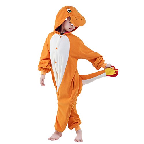 Meikadu Unisex Kids Pajamas Christmas Halloween Animal Onesie Cosplay Sleepwear Costume For Boys Girls (6 Years, M-Orange)