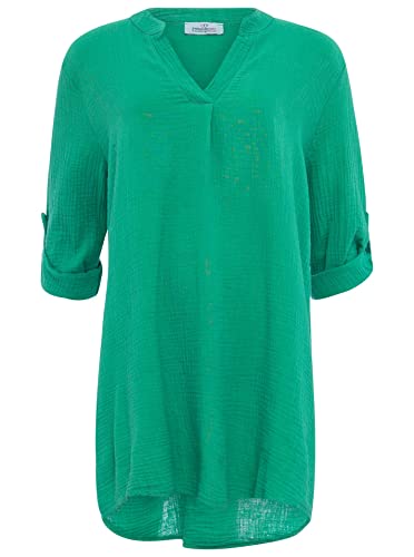 Zwillingsherz Musselin Longbluse aus 100% Baumwolle mit V-Ausschnitt – Hochwertige Tunika für Damen Frauen Mädchen - Sommerbluse Freizeitkleid...