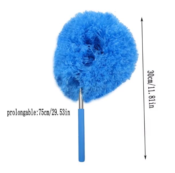 Microfiber Ceiling Fan Duster Extends Up to Long Handled Dust Locking Reusable and Cleaner Brush for Effortless Cleaning (Blue)