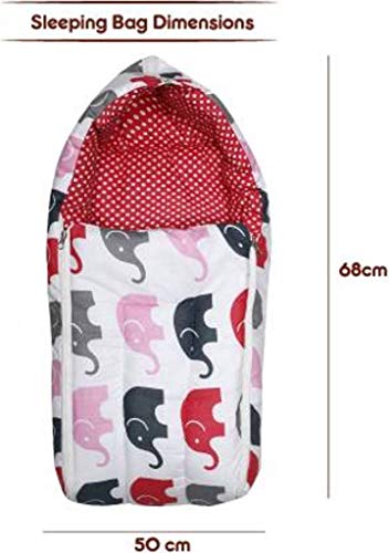Image of by Urban Space 100% Cotton Baby Sleeping Bag, Reversible Bag, 3 in 1 Usage Baby Cotton Bed Cum Sleeping Bag, Carry Bag, Baby Wrapper Size - 68 x 50 x 15 cm, 0-12 Months