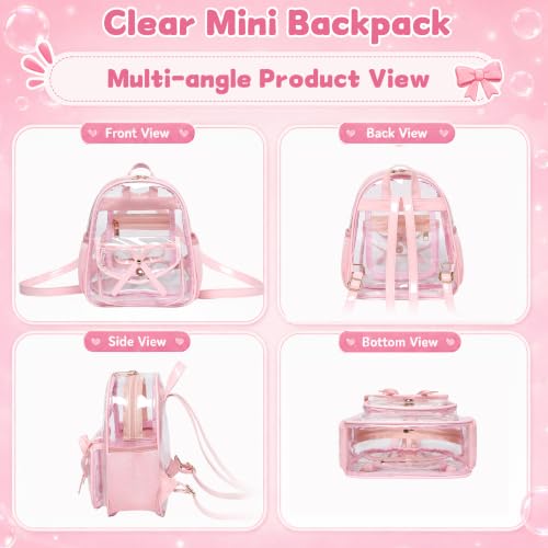 Image of I IHAYNER Girls Bowknot Cute Leather Backpack Mini Backpack Purse for Women