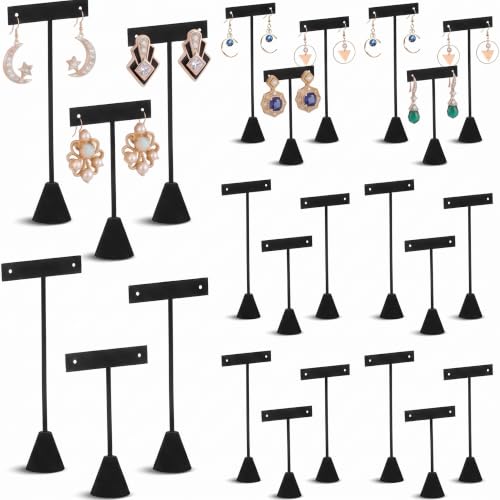 Marsui 24 Pcs T Bar Earring Display Stand Set with 3 Heights,Black