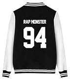 ShallGood Femme Automne Mode Nouvelles Tops Fans Blouson Cool Bomber Veste Aviateur Classique Matelassé Manteaux Baseball Jacket Coat Court Outerwear Rap MONSTER-94 Noir FR 42