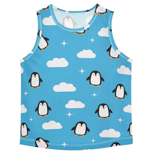 J JOYSAY Cartoon Penguin Blue Boys Tank Top Sleeveless Muscle Shirts Quick Dry Active Sport Workout Kids T-Shirts 3-15T