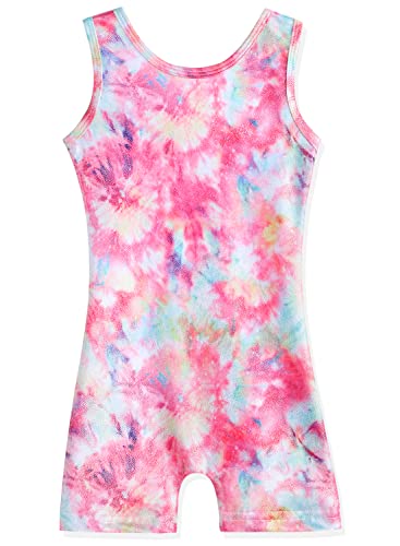 Image of HOZIY Gymnastics Leotards for Girls with Shorts Toddlers Biketards Rainbow Unicorn Dinosaur Mermaid Leopard Flower Galaxy