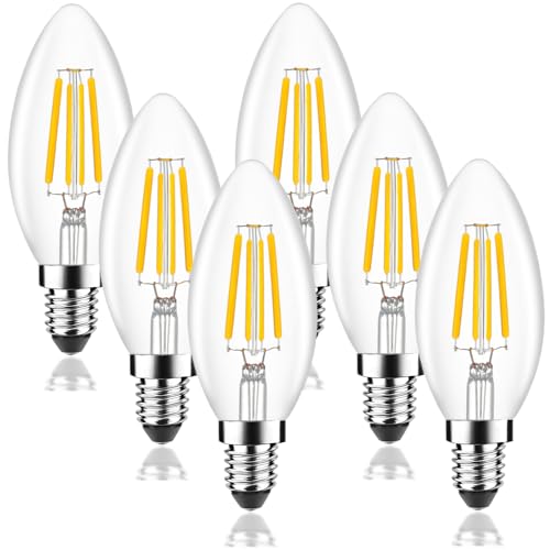 Ziefgn Lotto di 6 Lampade LED Classico E14, equivalente 40 W, Forme Candia, illuminazione Bianco Caldo 2700K, CA 220-240V