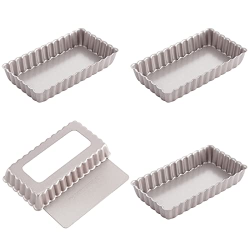 CHEFMADE Mini juego de sartenes rectangulares, 4 Uds. 4 pulgadas con removible parte baja...