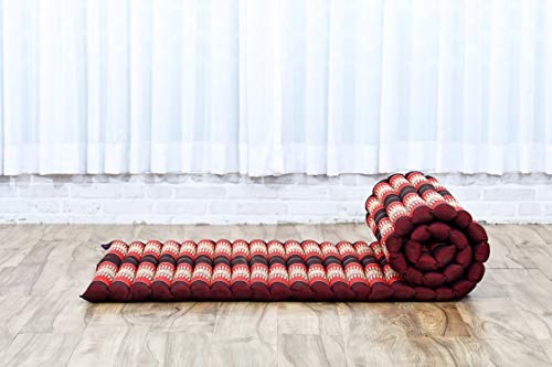 Image of Leewadee - Foldable Floor Mattress - Japanese Roll Up Futon -Trifold Tatami Mat- Guest Floor Bed - Camping Mattress - Thai Massage Mat, Kapok Filled, 75 x 28 inches, Red