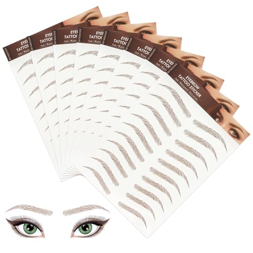 HENGBIRD Autocollants Sourcils 4D Tatouage Sourcils Imperméable, 80 Paires Faux Sourcils Temporaires Naturels, Stickers Sourcil Brun Rapide pour Femme Peau...