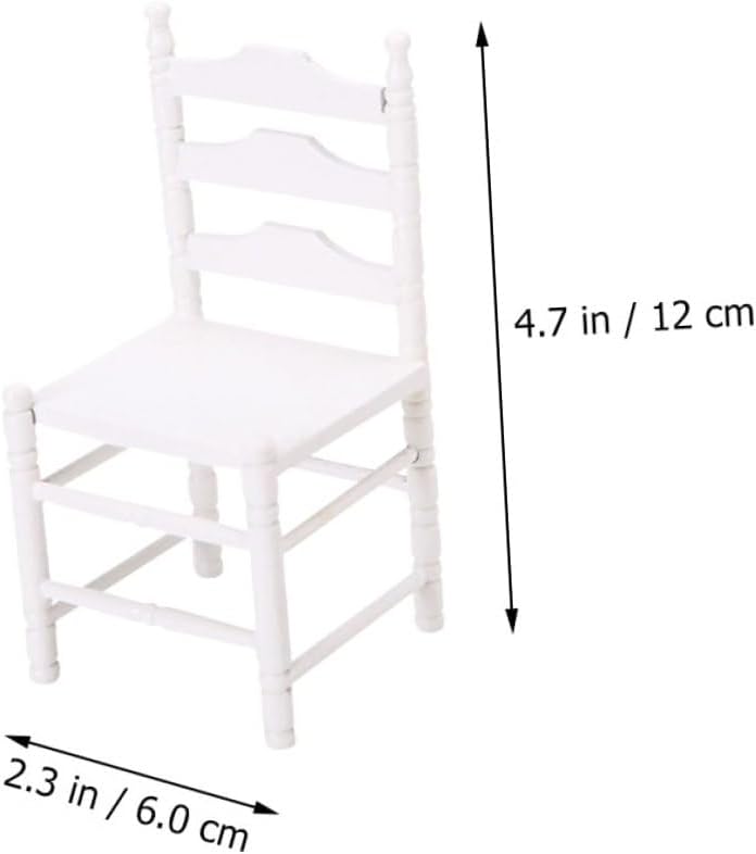 FRCOLOR 12 Scale Small House Furniture Accessory, White Long Back Miniature Chair for DIY Doll Accessories and Mini Decor