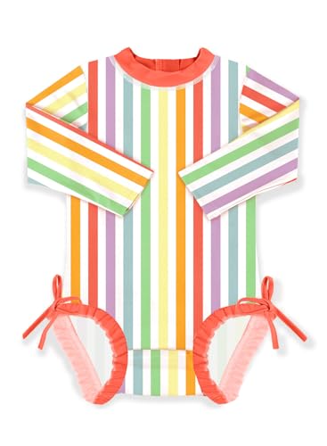 Image of BesserBay Baby Girl Swimsuit UPF 50+ Long Sleeve Zipper Snaps Bottom One Piece Rash Guard 0-36 Months