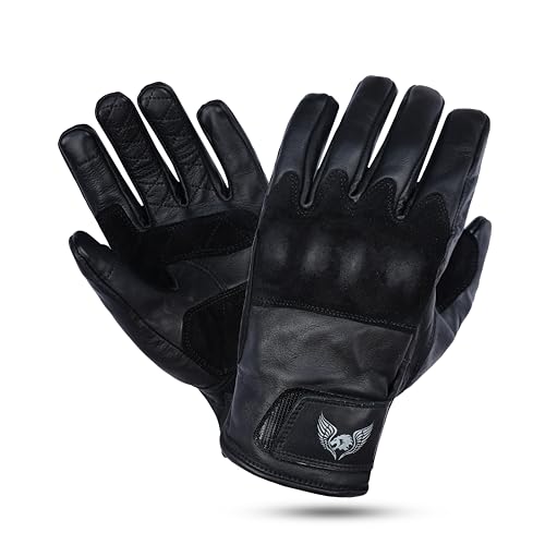 Gants de moto en cuir de vachette Leatherick avec articulations en cuir suédé