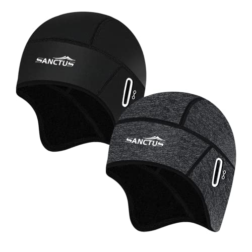 Sanctus Skull Cap Helmet Liner with Glasses Holes, Winter Thermal Cycling Cap for Men Women, Cycling Hat Beanie Fits Helmets