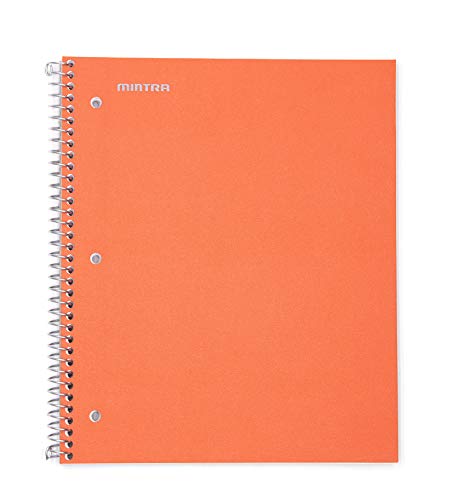 Mintra Office Durable Spiral Notebooks, 1 Subject, (Orange, 4x4 Graph 1pk), 100 Sheets, Poly Pocket, Moisture Resistant Cover, School, Office, Business, Professional